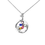 DIY Round Butterfly Birthstones Necklace with Name Engraved Custom Gift For Mom Friends