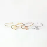 2PCS Pendant Necklace and Bracelet Plated Disc Double Side Engraved A-Z Letter Jewelry Gift for Women