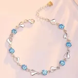 Silver Zircon Diamond Love Pendant Chain Jewelry Bracelet Necklaces Jewelry Sets