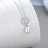 Sterling Silver Twelve Constellations Pearls Pendant Chain Jewelry Necklace