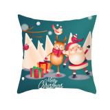 Home Decoration Blue Santa Claus Pillowcase Cushion Pillow Cover