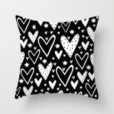 4PCS White and Black Geometry Home Cotton Decorative Throw Pillow Case Cushion Covers