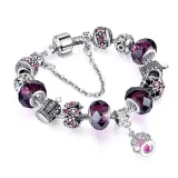 Women Crown Silver Beaded Crystal Charm Bead Girly Heart Bracelet