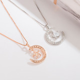 Full Drill Moon Diamond Pendant Chain Jewelry Necklace