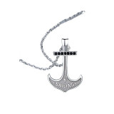 Zircon Rudder Anchor Sterling Silver Lover In Navigate Pendant Chain Jewelry Necklace