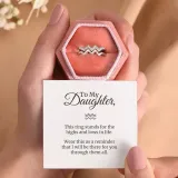 Fashion Jewelry Pure Silver Double Wave V-Shape Diamond Ring for Women With Gift Box