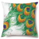 4PCS Home Cotton Decorative Peacock Pattern Throw Pillow Case Cushion Covers For Sofa Couch Bed Chair
