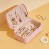 Rectangle Zipper Type PU Leather Jewelry Box For Girls and Women