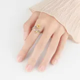 Sterling Silver Rotatable Anxiety Rings for Women Adjustable Cubic Zirconia Sunflower Jewelry Gift