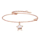 Rose Gold Silver Stars Love Zircon Diamond Chain Jewelry Bracelet
