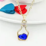 Heart Type Crystal Pendant Silver Golden Chain Jewelry Necklace