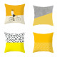 4PCS Home Cotton Decorative Yellow Stripe Throw Pillow Case Cushion Covers For Sofa Couch Bed Chair