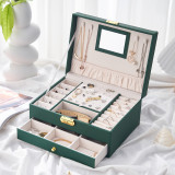 Two Layers Drawer Jewelry Box Storage Box with Mirror For Girls and Women
