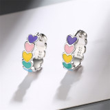 Rainbow Hearts Silver Stud Earrings