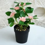 Artificial Plant Potted Rose Flower Green Plant Bonsai Decoration