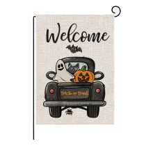 Halloween Garden Flag Smiling Face Pumpkin Welcome Halloween Yard Outdoor Decoration