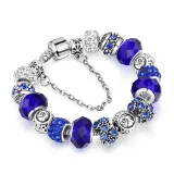 Women's 12 Constellations Crystal Beads Silver Bracelet Chain Charm Jewelry