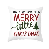 Home Decoration White Merry Christmas Bright Pillowcase Cotton Pillow Cover