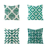 4PCS Home Cotton Decorative Geometry Leaves Throw Pillow Case Cushion Covers For Sofa Couch Bed Chair