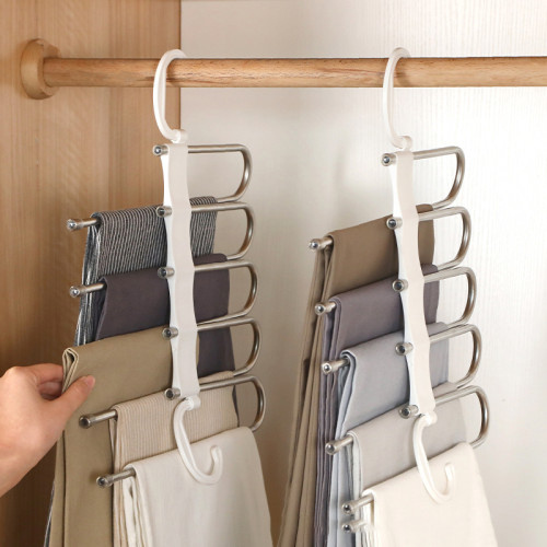 Trousers Hangers Stainless Steel Non-Slip Clothes Hangers Closet Space Saving