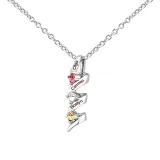 DIY Diamond Necklace Letter Pendant Name Engraved Custom with Birth Stone