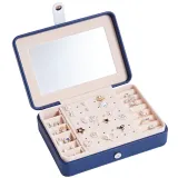 Monolayer Leather Jewelry Box with Mirror For Girls and Women