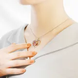 Hollow Out Diamond Heart Birthstones Necklace with Name Engraved Custom Gift For Mom Friends
