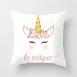 4PCS Rainbow Unicorn Home Cotton Decorative Throw Pillow Case Cushion Covers