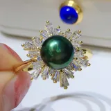 3PCS Mother's Day Gift 8-9mm Green Freshwater Pearl Diamante Jewelry Set