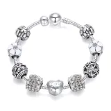 Women's Flower Heart Love Butterflies Zircon Crystal Charm Chain Jewelry Bracelet