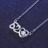 Sterling Silver Zircon Diamond 520 LovePendant Chain Jewelry Necklace