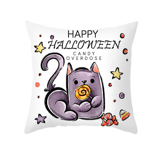 Halloween Holiday Cat Cushion Pillow Cover Sofa Cushion Pillowcase