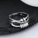 Silver Adjustable Anti Anxiety Rings Fidget Spinner Band Adjustable Stacking Spinning Worry Ring