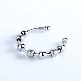 Silver Adjustable Anti Anxiety Beaded Spinner Rings Stacking Spinning Worry Ring