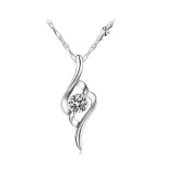 Sterling Silver Zircon White Diamond Water Drop Clavicle Pendant Chain Jewelry Necklace