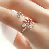 Butterfly Leaf Flower Diamante Ring Jewelry Gifts For Women Girls