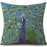 4PCS Home Cotton Decorative Peacock Pattern Throw Pillow Case Cushion Covers For Sofa Couch Bed Chair
