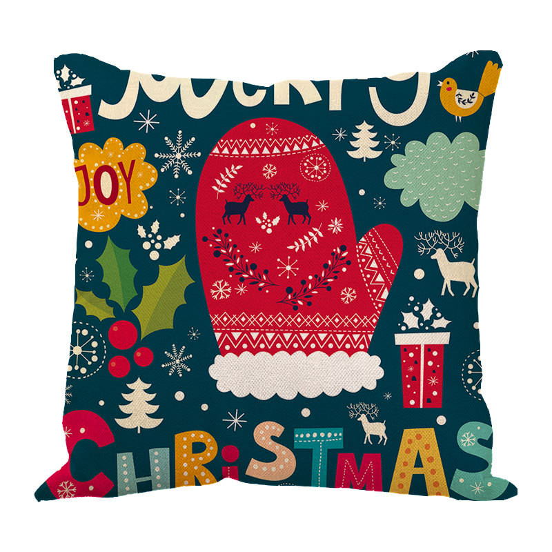 Linen Home Decoration Christmas Gloves Throw Pillow Sofa Throw Pillow Case