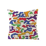 4PCS Home Cotton Decorative Graffiti Style Throw Pillow Case Cushion Covers For Sofa Couch Bed Chair