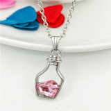 Heart Type Crystal Pendant Silver Golden Chain Jewelry Necklace