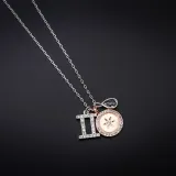 Sterling Silver Twelve Constellations Clavicle Zircon Diamonds Pendant Chain Jewelry Necklace