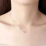 Sterling Silver Pink Zircon Diamonds Small Waist Clavicle Pendant Chain Jewelry Necklace