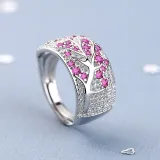 Fashion Jewelry Plum Branch Full Diamond Opening Ring Adjustable