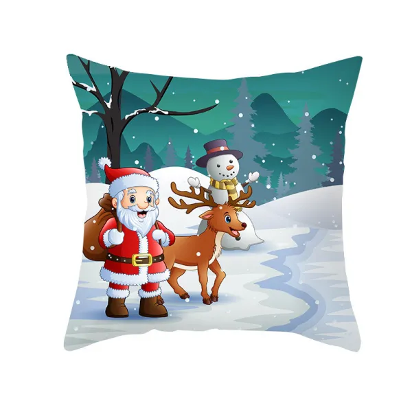 Home Decoration Blue Santa Claus Pillowcase Cushion Pillow Cover