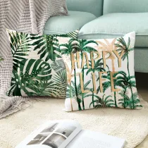 4PCS Home Cotton Decorative Plants Slogan Throw Pillow Case Cushion Covers For Sofa Couch Bed Chair