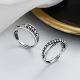 Silver Adjustable Anti Anxiety Rings Fidget Spinner Band Adjustable Stacking Spinning Worry Ring