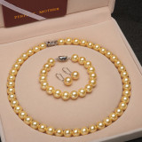 Pearl Necklace Set for Women Girls Round Shell Pearl Bracelet and Dangle Earrings Jewelry with Box