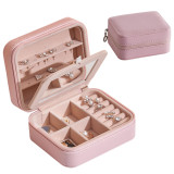 Rectangle Zipper Type PU Leather Jewelry Box with Mirror For Girls and Women