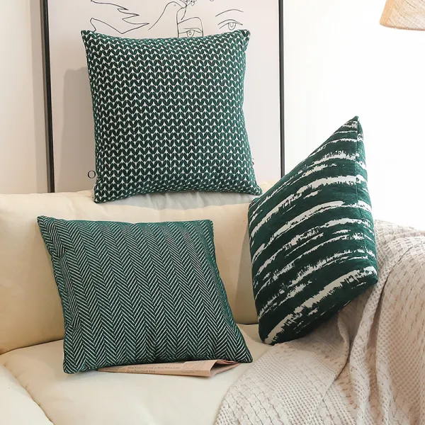 Simple Jacquard Pillow Case Fresh Green Blue Pillow Sofa Cushion Cover