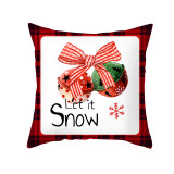 Home Decoration Christmas Bells Pillowcase Plaid Cushion Pillow Cover